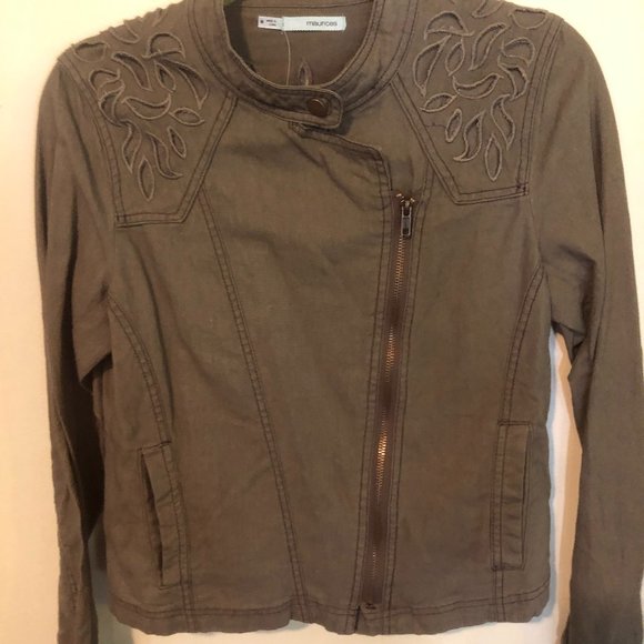 CUTE ARMY GREEN JACKET WITH CUTOUTS NWT SIZE M - Picture 1 of 8